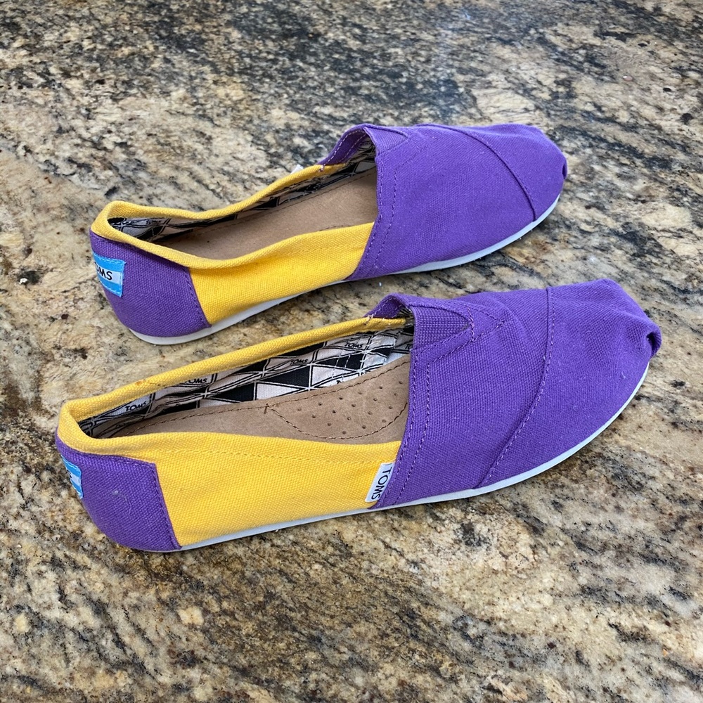 Toms Purple and Yellow / Gold Shoes 9.5 Womens